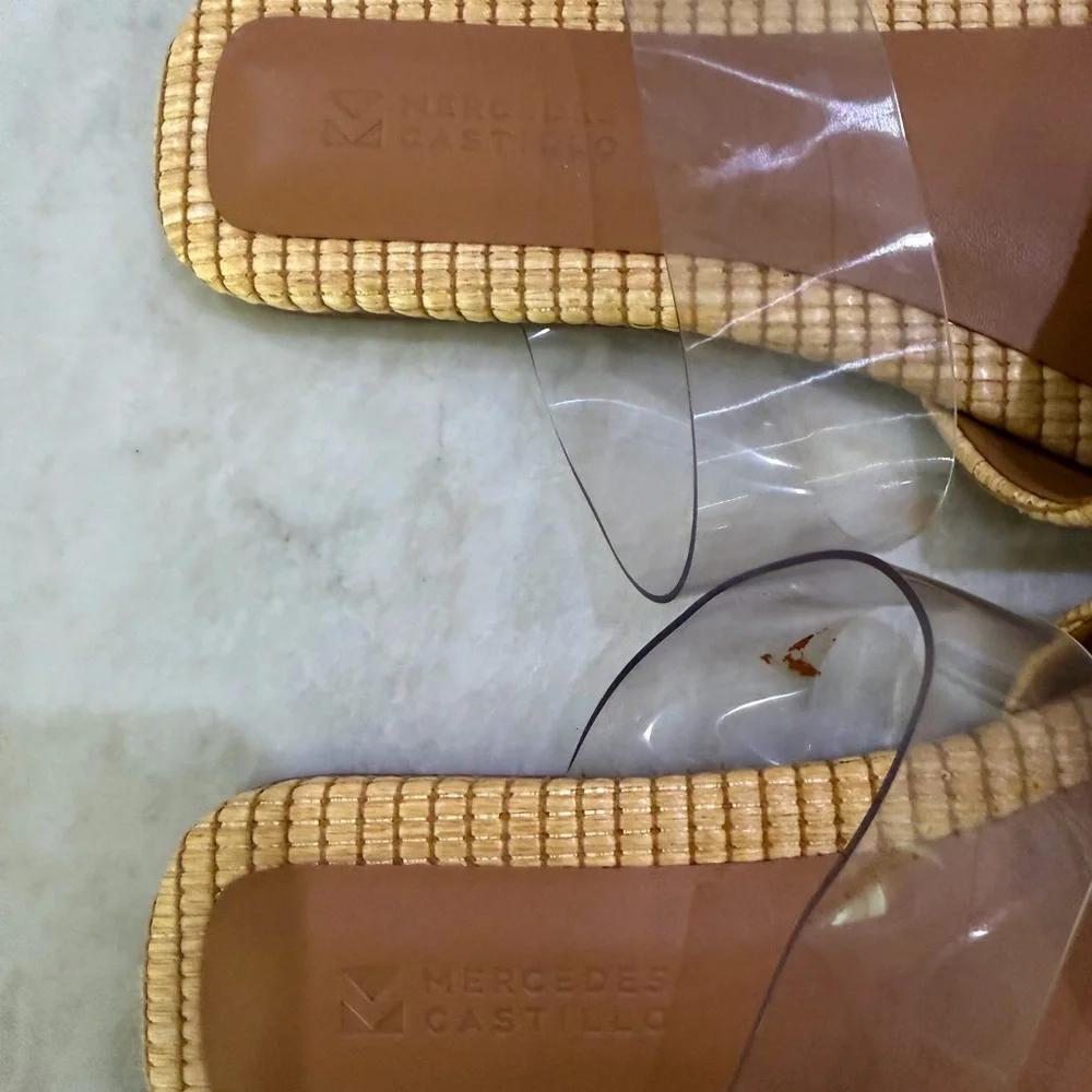 Mercedes Castilllo Raffia Flat Sandal 38.5 - Picture 6 of 6